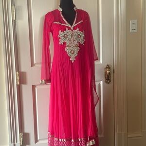 Ethnic Indian Wear Pink Long Sleeve Wedding Dress